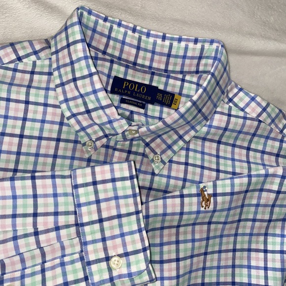 Polo Ralph Lauren Shirt Flesh Pony Mens XXL Pink Green Blue Classic Valentines - Picture 5 of 16